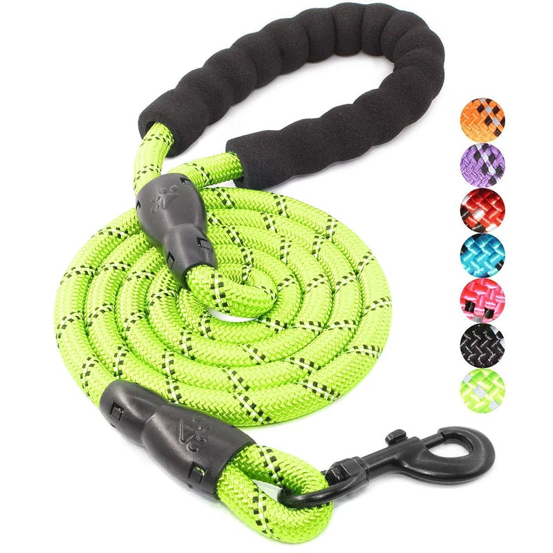 BAAPET 2/4/5/6 FT Dog Leash with Comfortable Padded Handle and Highly Reflective Threads for Small Medium and Large Dogs (5FT-1/2'', Green) - Image 1